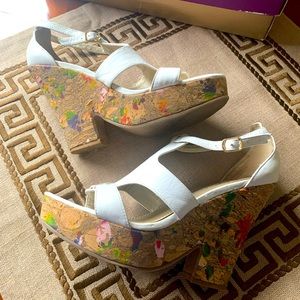 Fergie platform cork sandals